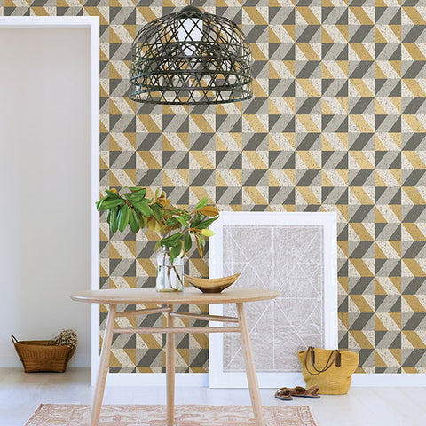 2896-25311 Cerium Moss Concrete Geometric Wallpaper
