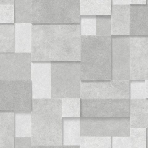 2896-25353 Duchamp Silver Patchwork Metallic Wallpaper