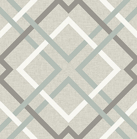 2901-22649 Saltire Emile Taupe Lattice Wallpaper