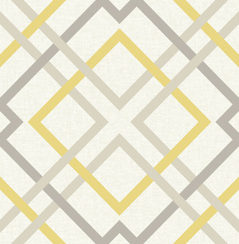 2901-22652 Saltire Emile Yellow Lattice Wallpaper