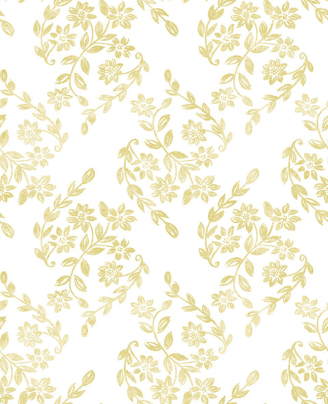 2901-25430 Arabesque Mustard Floral Trail Wallpaper