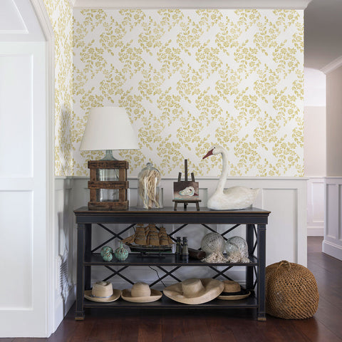 2901-25430 Arabesque Mustard Floral Trail Wallpaper