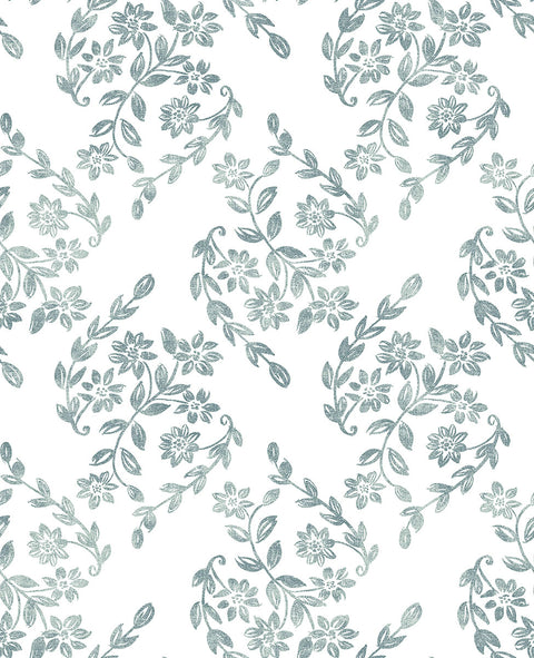 2901-25431 Arabesque Teal Floral Trail Wallpaper