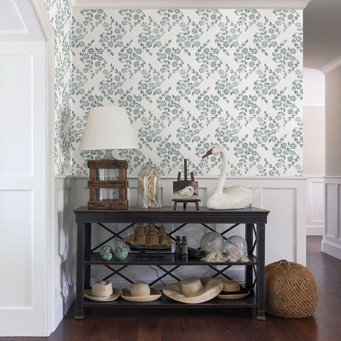 2901-25431 Arabesque Teal Floral Trail Wallpaper