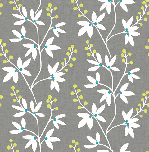 2901-25441 Linnea Elsa Taupe Botanical Trail Wallpaper
