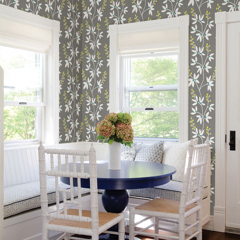 2901-25441 Linnea Elsa Taupe Botanical Trail Wallpaper