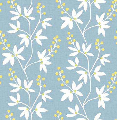 2901-25442 Linnea Elsa Light Blue Botanical Trail Wallpaper