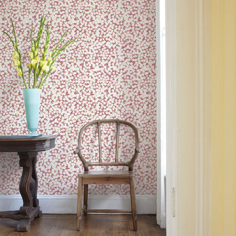 2901-25446 Giverny Pink Miniature Floral Wallpaper
