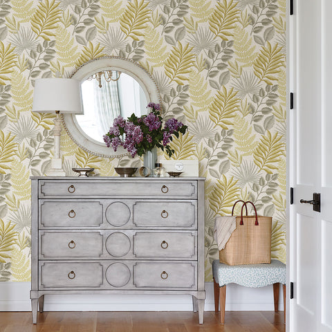 2901-87502 Palomas Mustard Botanical Wallpaper
