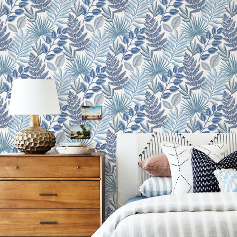 2901-87505 Palomas Blue Botanical Wallpaper