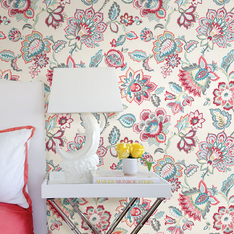 2901-87512 Corona Red Jacobean Wallpaper