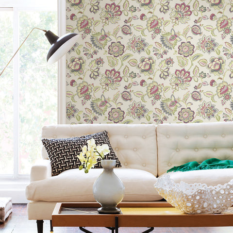 2901-87513 Corona Green Jacobean Wallpaper