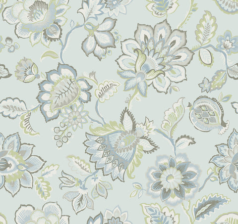 2901-87515 Corona Light Blue Jacobean Wallpaper