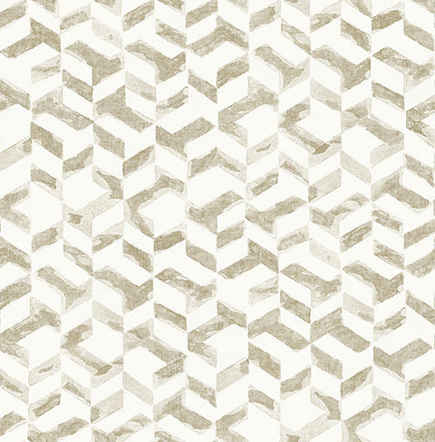 2902-25500 Instep Champagne Abstract Geometric Wallpaper