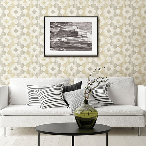 2902-25522 Babylon Mustard Abstract Floral Wallpaper