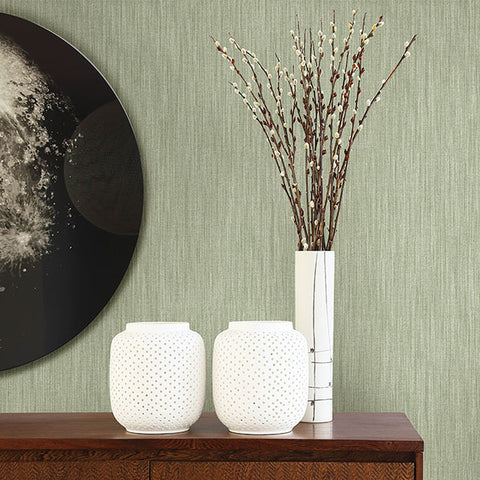 2903-25282 Chenille Sage Faux Linen Wallpaper