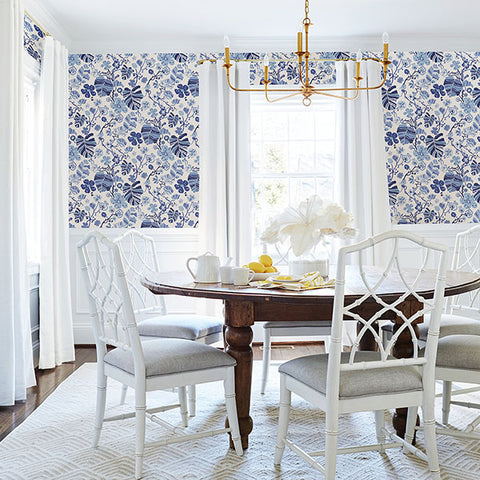 2903-25810 Gwyneth Indigo Floral Wallpaper