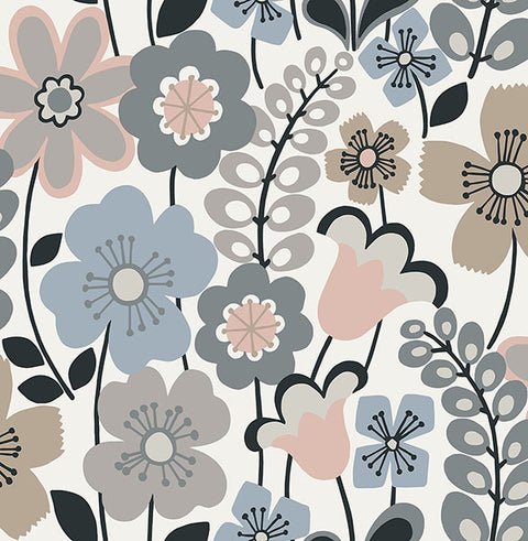 2903-25828 Piper Light Blue Floral Wallpaper