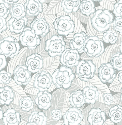 2903-25836 Emery Light Blue Floral Wallpaper