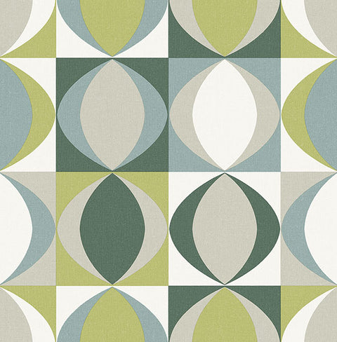 2903-25845 Archer Green Linen Geometric Wallpaper