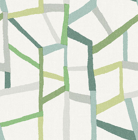 2903-25847 Tate Green Geometric Linen Wallpaper