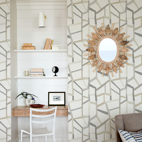 2903-25848 Tate Grey Geometric Linen Wallpaper