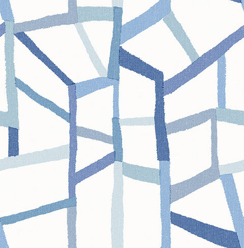 2903-25849 Tate Blue Geometric Linen Wallpaper
