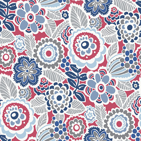 2903-25868 Lucy Red Floral Wallpaper