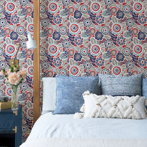 2903-25868 Lucy Red Floral Wallpaper