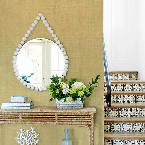 2903-25871 Jocelyn Yellow Faux Linen Wallpaper