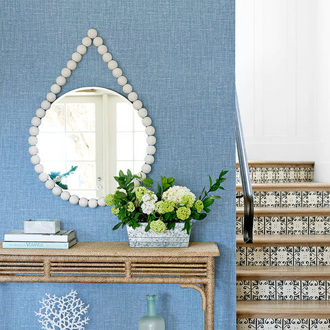 2903-25873 Jocelyn Blue Faux Linen Wallpaper