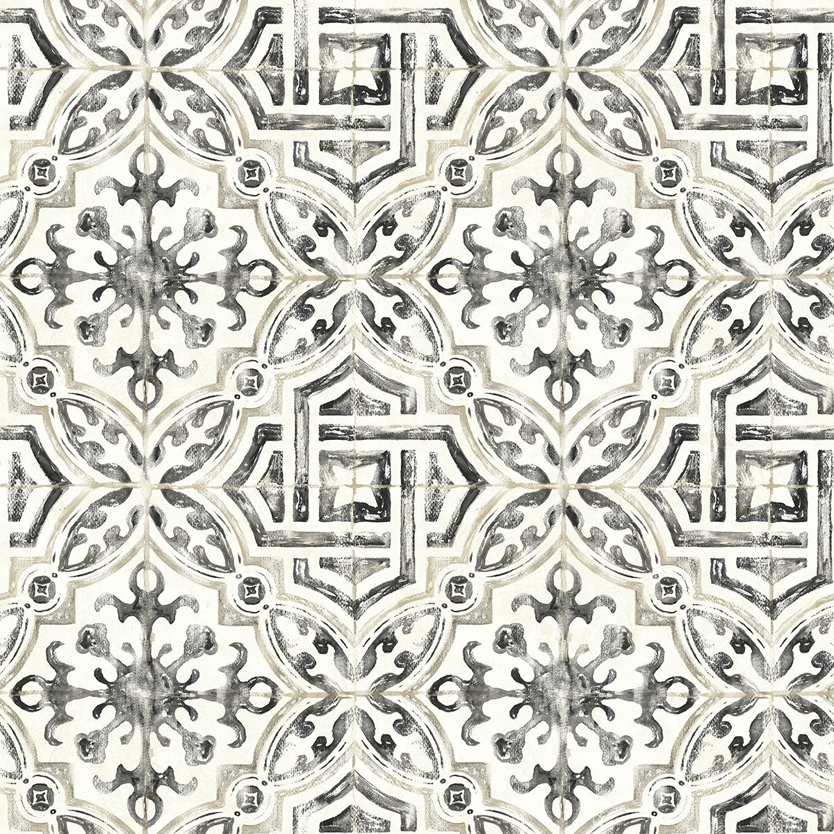 2904-12331 Sonoma Charcoal Spanish Tile Wallpaper | Brewster | The