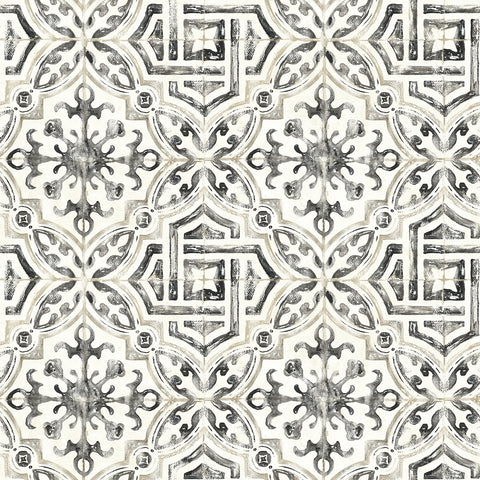 2904-12331 Sonoma Charcoal Spanish Tile Wallpaper