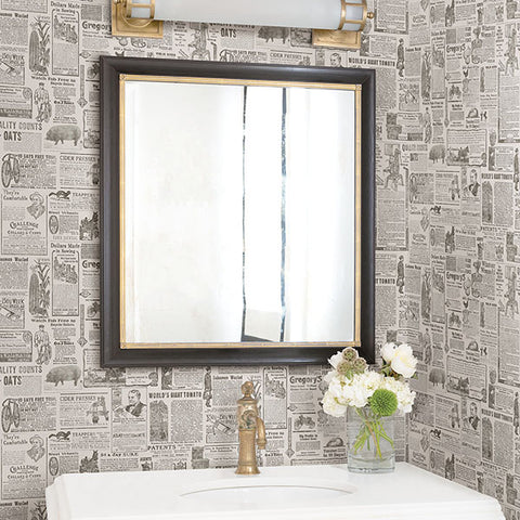 2904-13082 Underwood Brown Newspaper Wallpaper