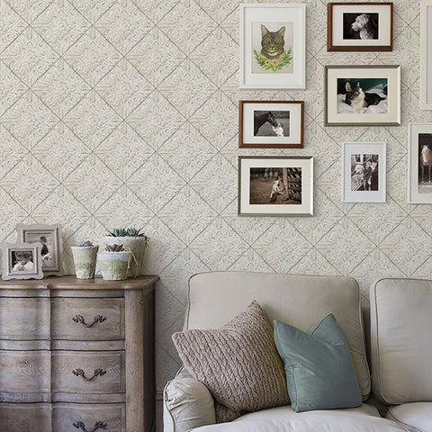 2904-13094 Brandi Grey Tin Tile Wallpaper