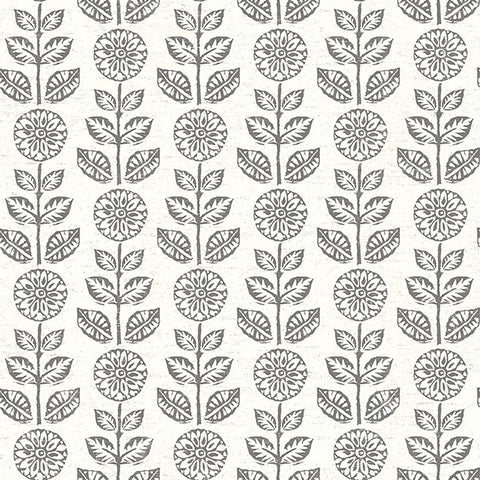 2904-13511 Dolly Dark Brown Folk Floral Wallpaper