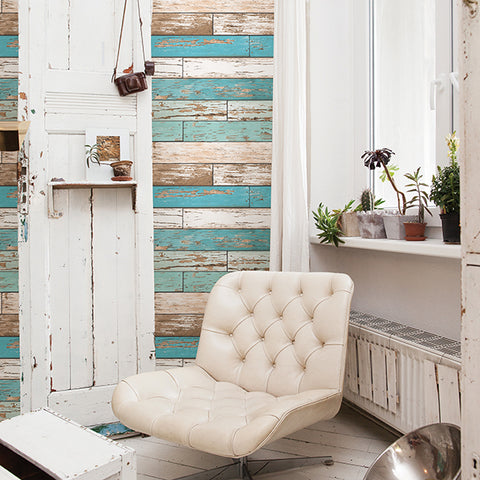 2904-22318 Juda Blue Scrap Wood Wallpaper