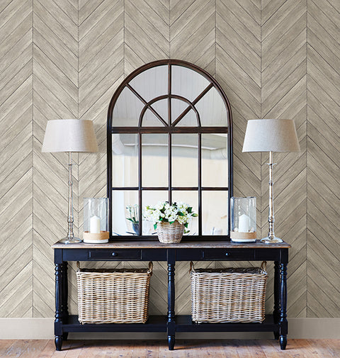 2904-24005 Parisian Dove Chevron Wood Wallpaper