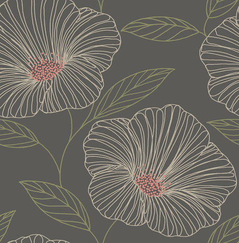 2904-24319 Mythic Brown Floral Wallpaper