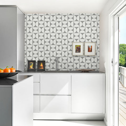 2904-25672 Deedee Black Geometric Faux Grasscloth Wallpaper