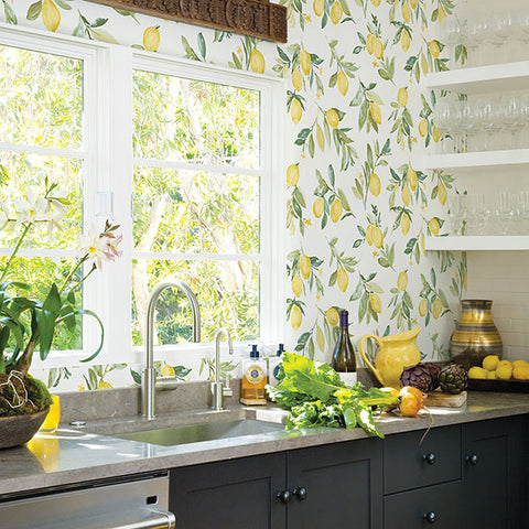 2904-25687 Limon Yellow Fruit Wallpaper