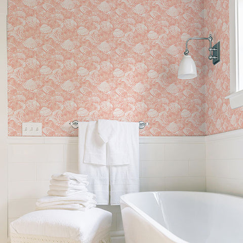 2904-25689 Surfside Coral Shells Wallpaper