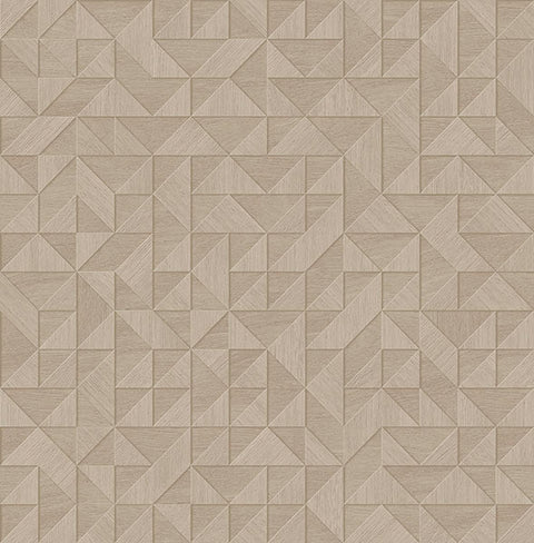 2908-25328 Gallerie Beige Geometric Wood Wallpaper