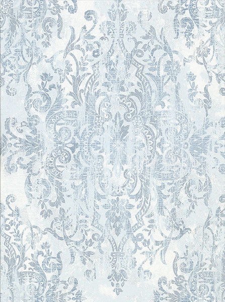 2909-SH-13006 Shirley Slate Distressed Damask Wallpaper