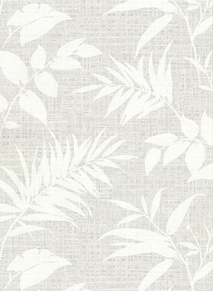 2921-50808 Chandler Grey Botanical Faux Grasscloth Wallpaper