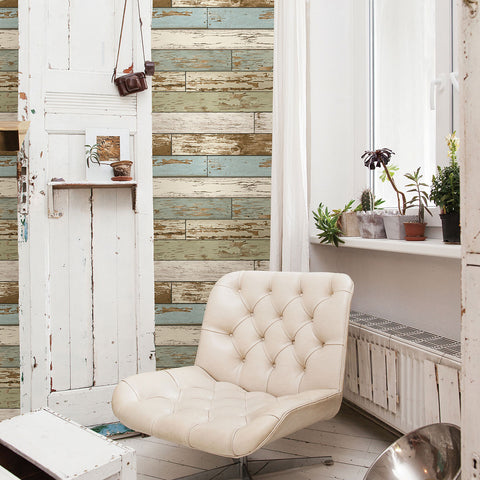 2922-22302 Wynona Green Scrap Wood Wallpaper