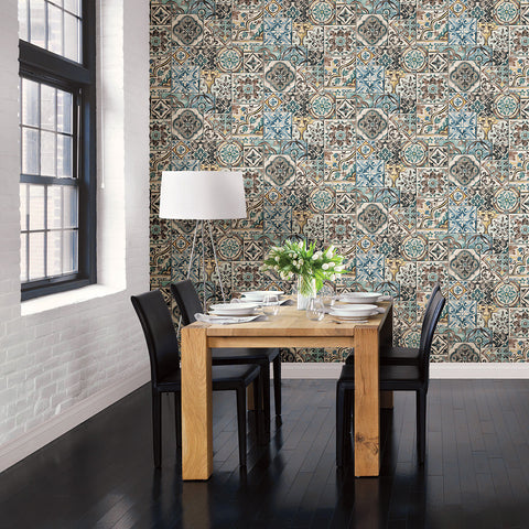 2922-22315 Estrada Blue Marrakesh Tiles Wallpaper