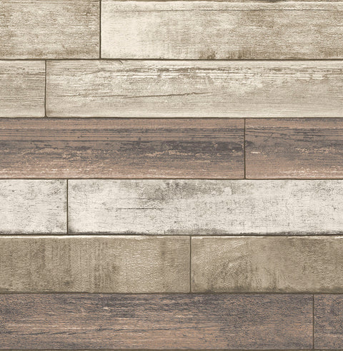 2922-22347 Porter Coffee Weathered Plank Wallpaper