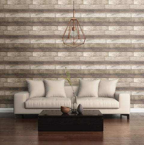 2922-22347 Porter Coffee Weathered Plank Wallpaper