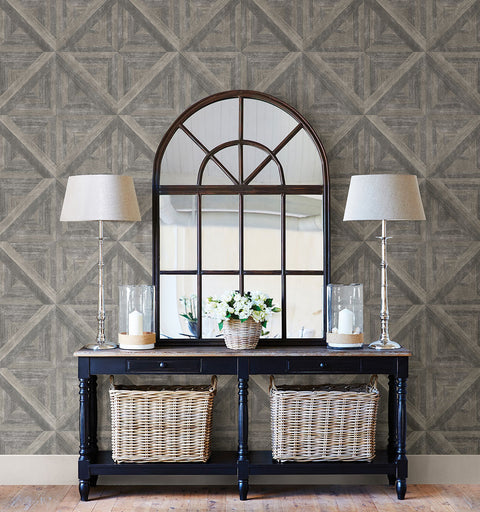 2922-24018 Angeline Taupe Geometric Wood Wallpaper